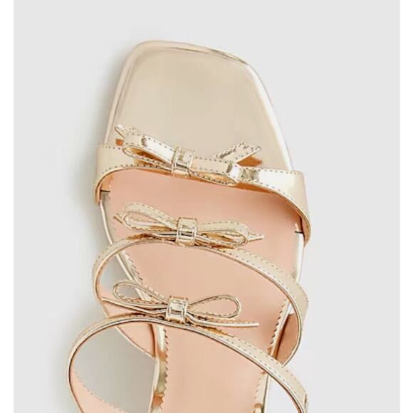 J.Crew ZADIE Metallic Leather Bow-Strap Kitten Heel Sandal in Gold 9 NWB $198 - Picture 4 of 7